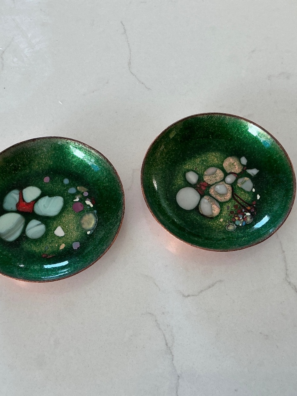 Vintage Midcentury Mini Enameled Copper Bowls 3 inches